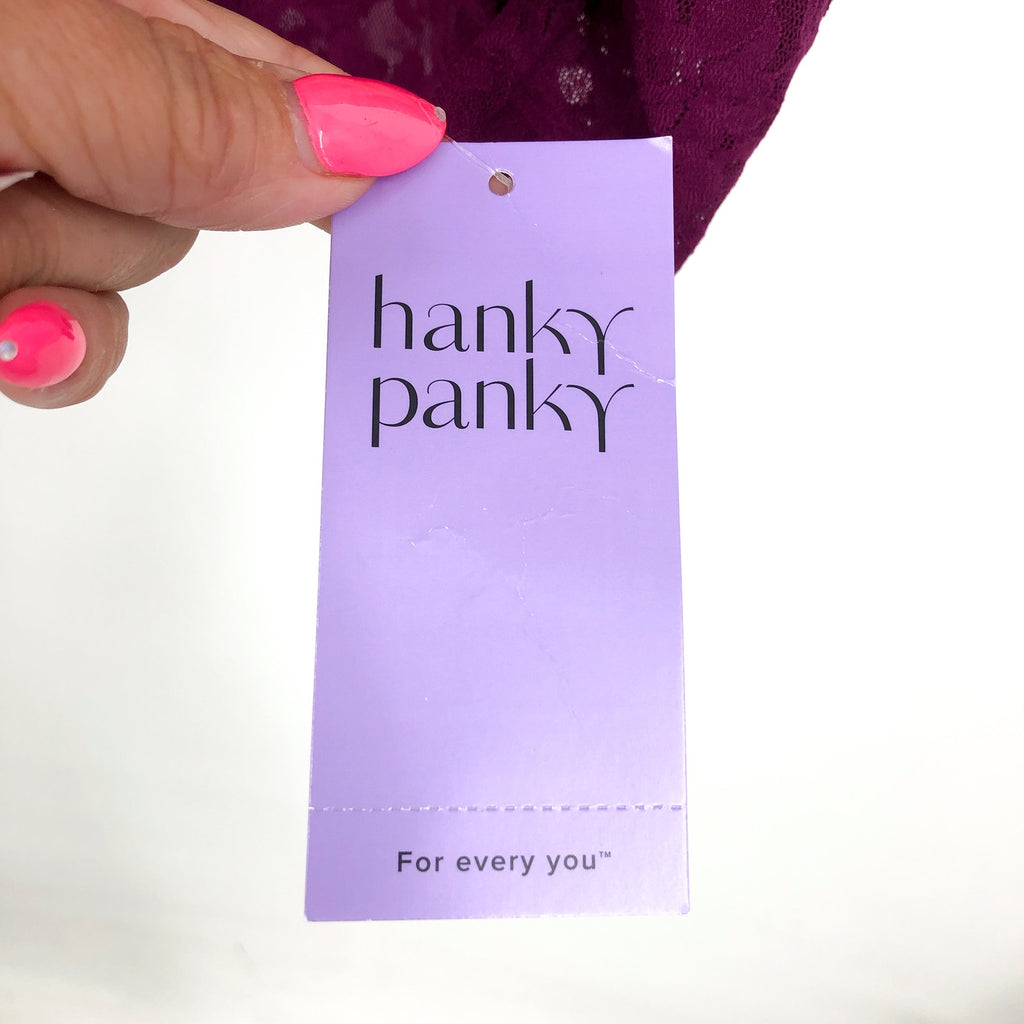 HANKY PANKY Women's Signature Lace Top Small Sugar Plum Unlined Long Sleeve NWT