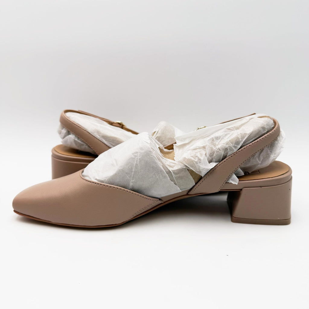 Naturalizer Womens Jayla Slingback Heels Size 8 Wide EU 38.5 Tan Warm Fawn NIB