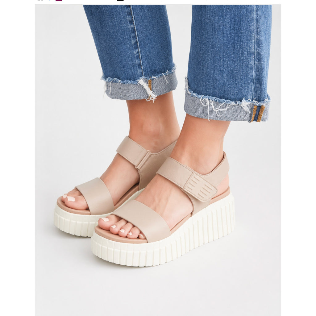 MIA Womens Yuri Wedge Sandals US 6 Taupe Beige Vegan Leather NWOB