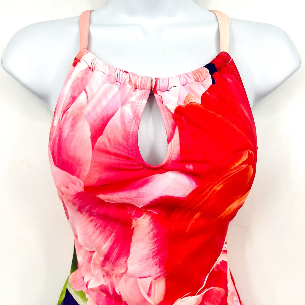 TOMMY BAHAMA High Neck One Piece Swimsuit 12 Touch Of Pink Penney Blooms NWT