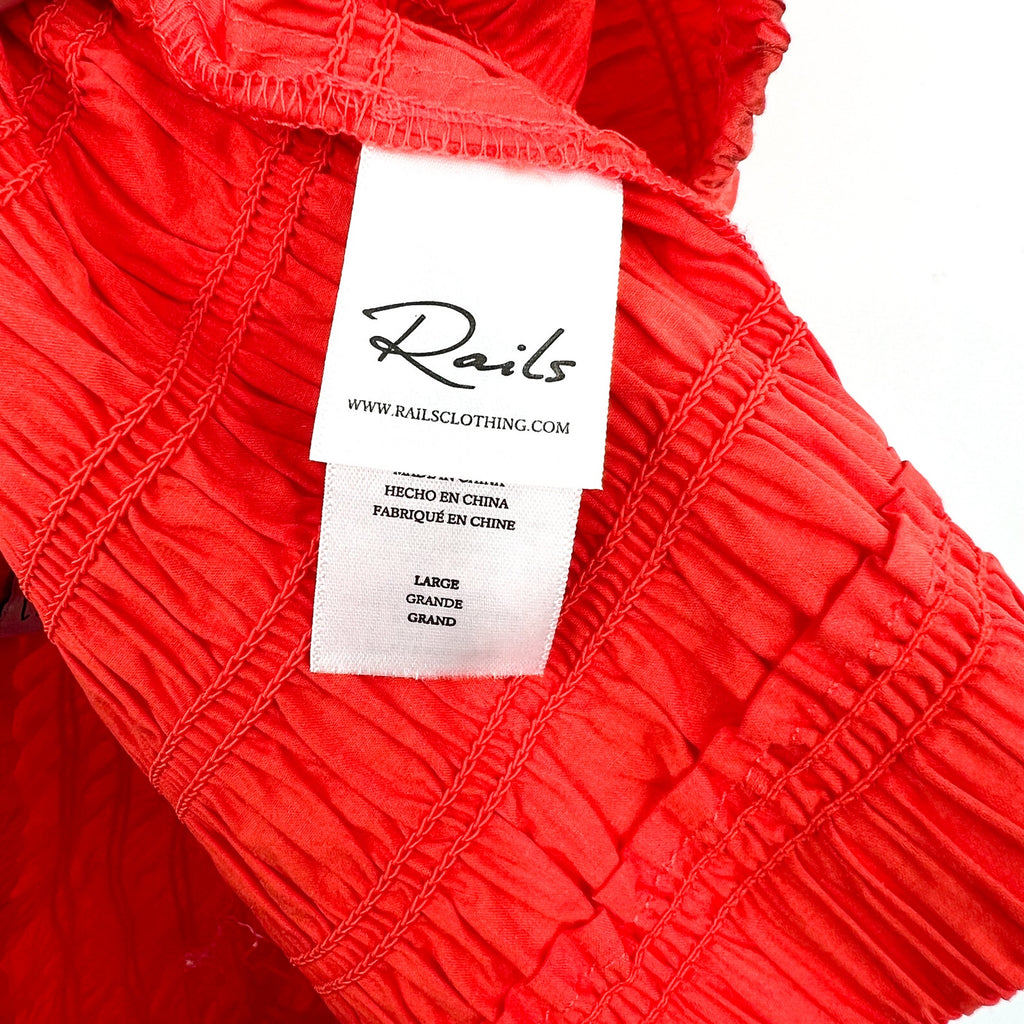 RAILS Women's Selma Crop Tube Top Large Red Grenadine Smocked Stretch NWOT