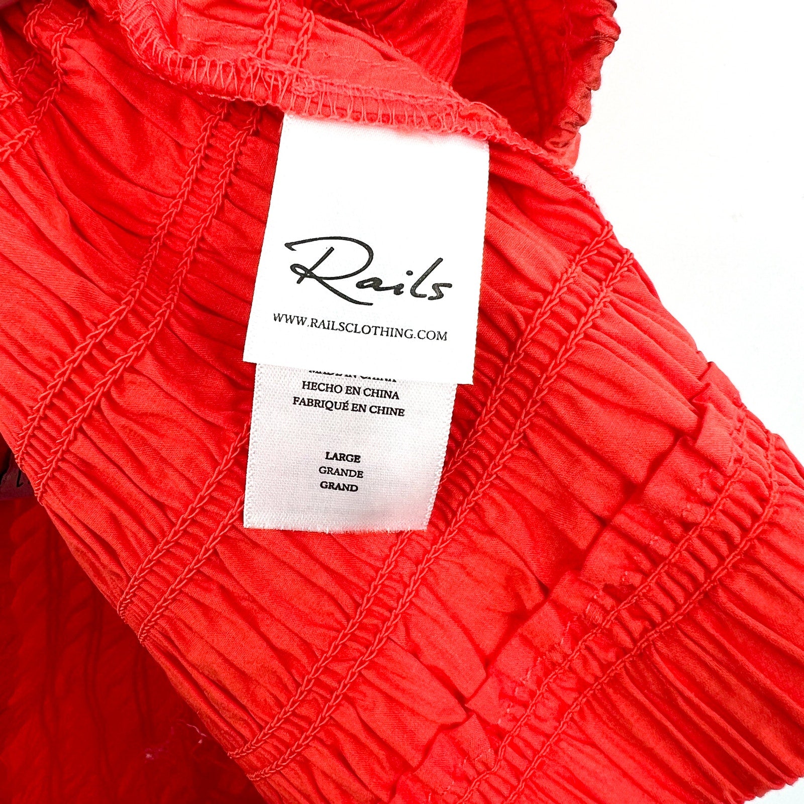 RAILS Women's Selma Crop Tube Top Large Red Grenadine Smocked Stretch NWOT