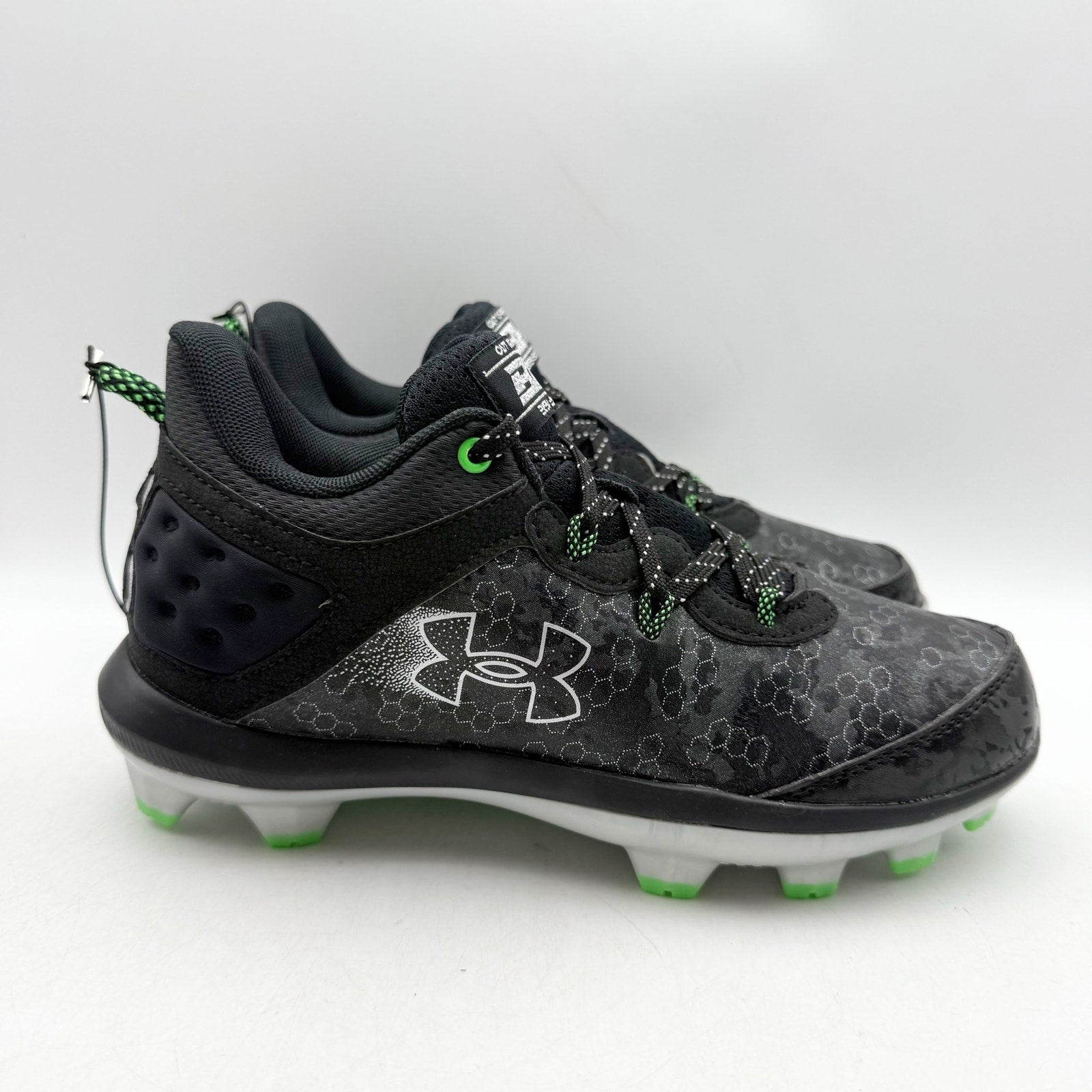 Under Armour Youth Harper 8 TPU Baseball Cleats US 4 Black Green NWOB