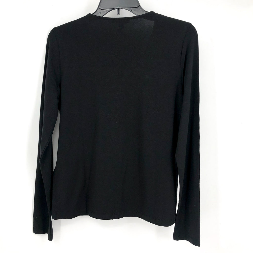 EILEEN FISHER Women's Fine Jersey Long Sleeve V-Neck Top XS Black Slim Fit NWT