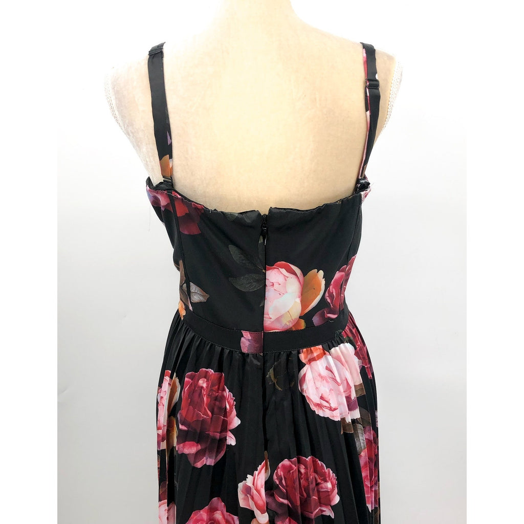 CITY CHIC Rich Bloom Party Dress Medium Size 18 Black Floral Midi Straps NWOT