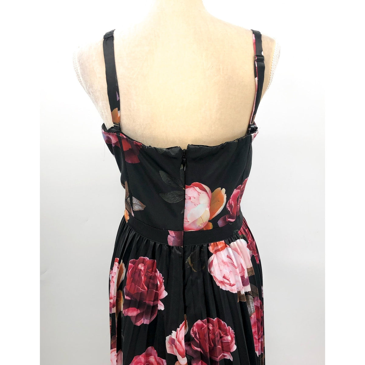CITY CHIC Rich Bloom Party Dress Medium Size 18 Black Floral Midi Straps NWOT