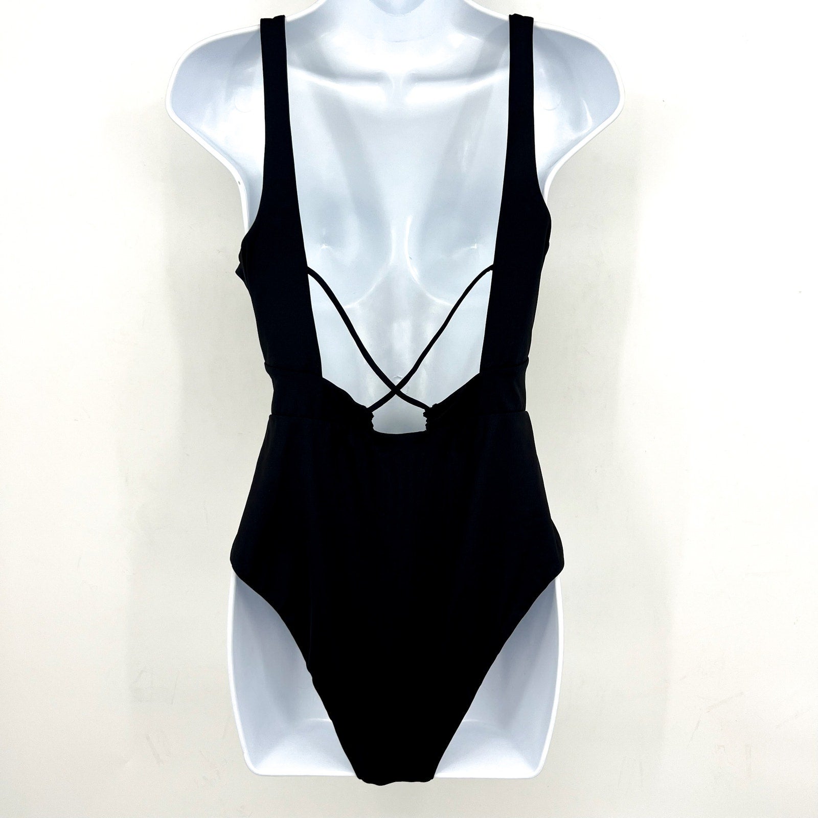 L*SPACE Women's Bondi One Piece Swimsuit Large Black Cut Out Open Back NWT