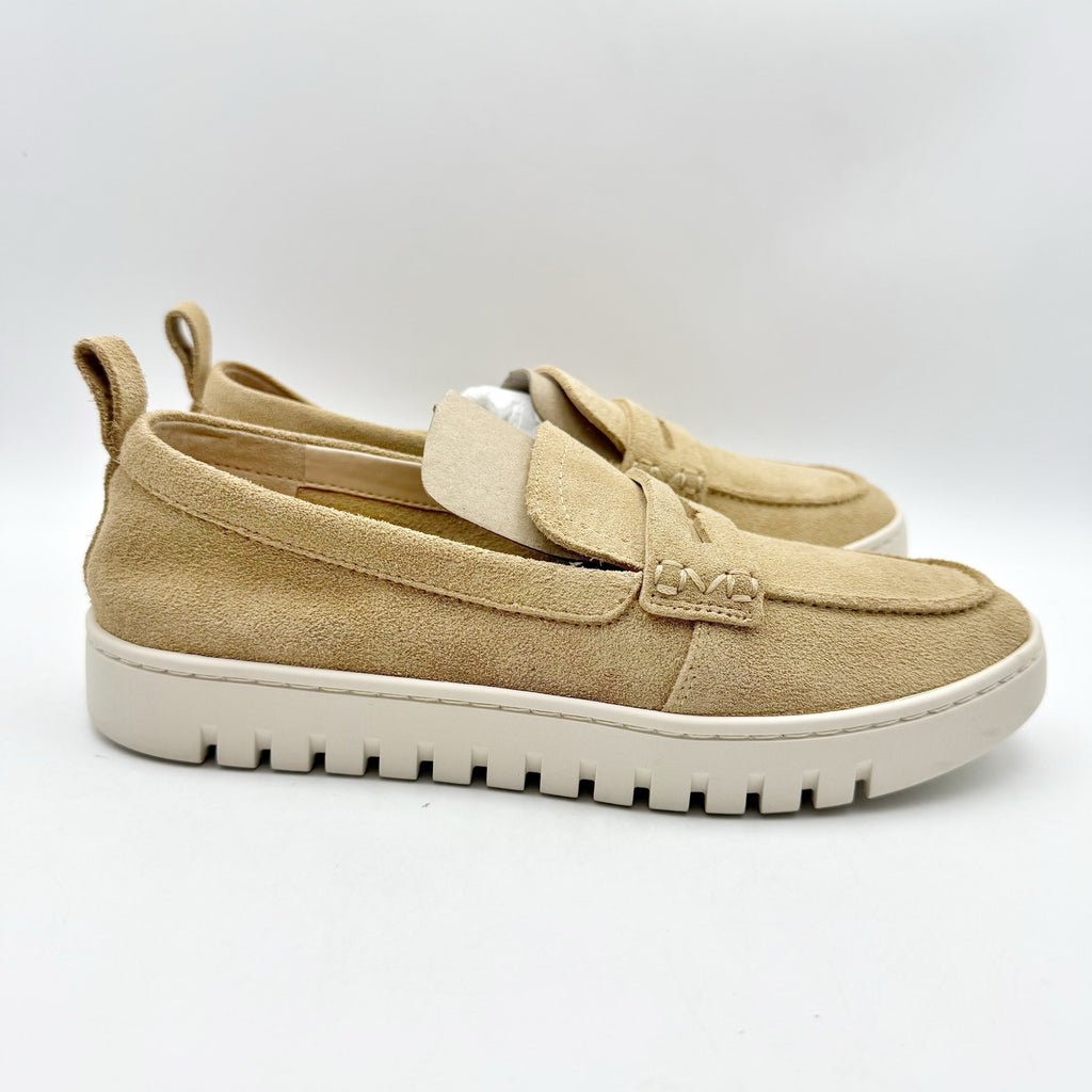 VIONIC Womens Uptown Loafers Size 7 Wide Sand Tan Suede Slip On NIB