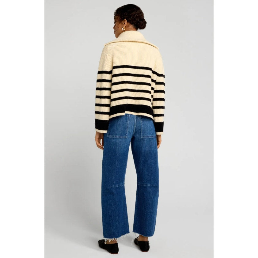 BLANKNYC Womens Turtleneck Striped Sweater XS Cream Black Peak Hour NWT