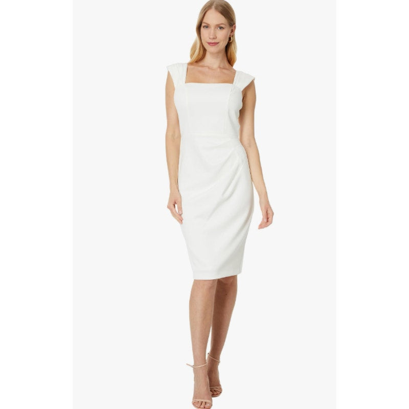 VINCE CAMUTO Women's Scuba Sheath Dress Size 12 White Square Neck NWT