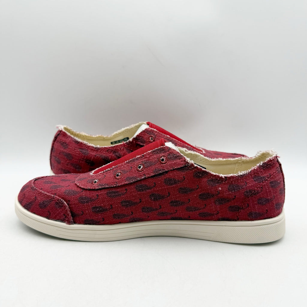 Spenco Womens Santa Maria Batik Sneakers Size 7.5 Red Canvas Casual Slip On NIB