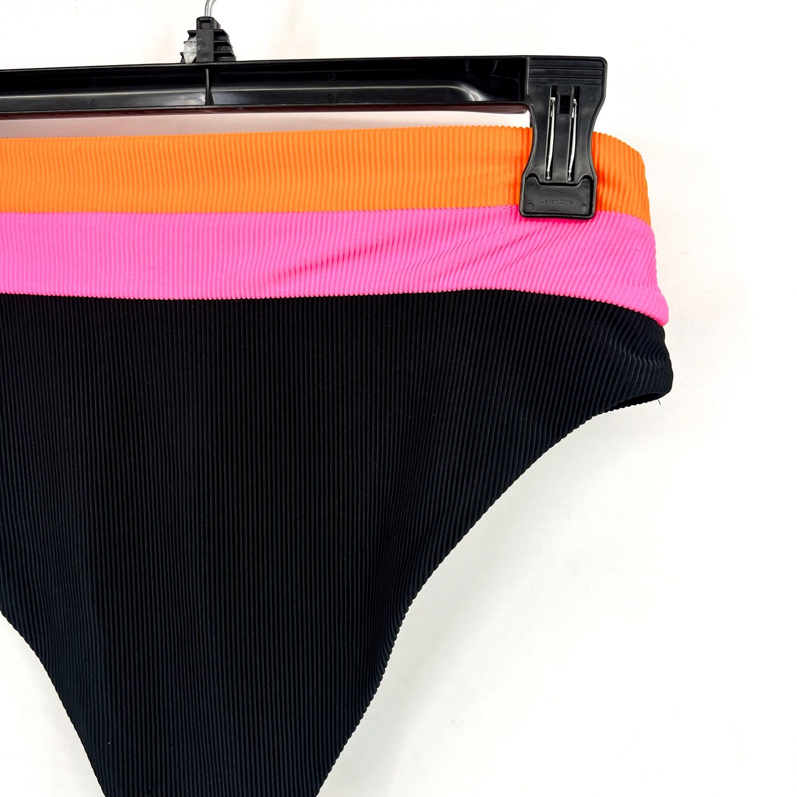 BEACH RIOT Heidi Bikini Bottoms Medium Black Pink Colorblock High Waist NWOT
