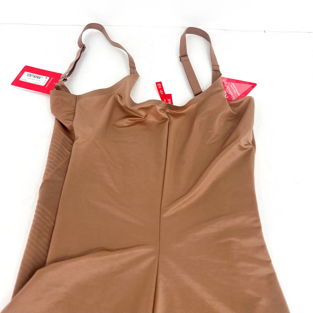 SPANX Open-Bust Mid-Thigh Bodysuit Small Cafe Au Lait 10235R NWT