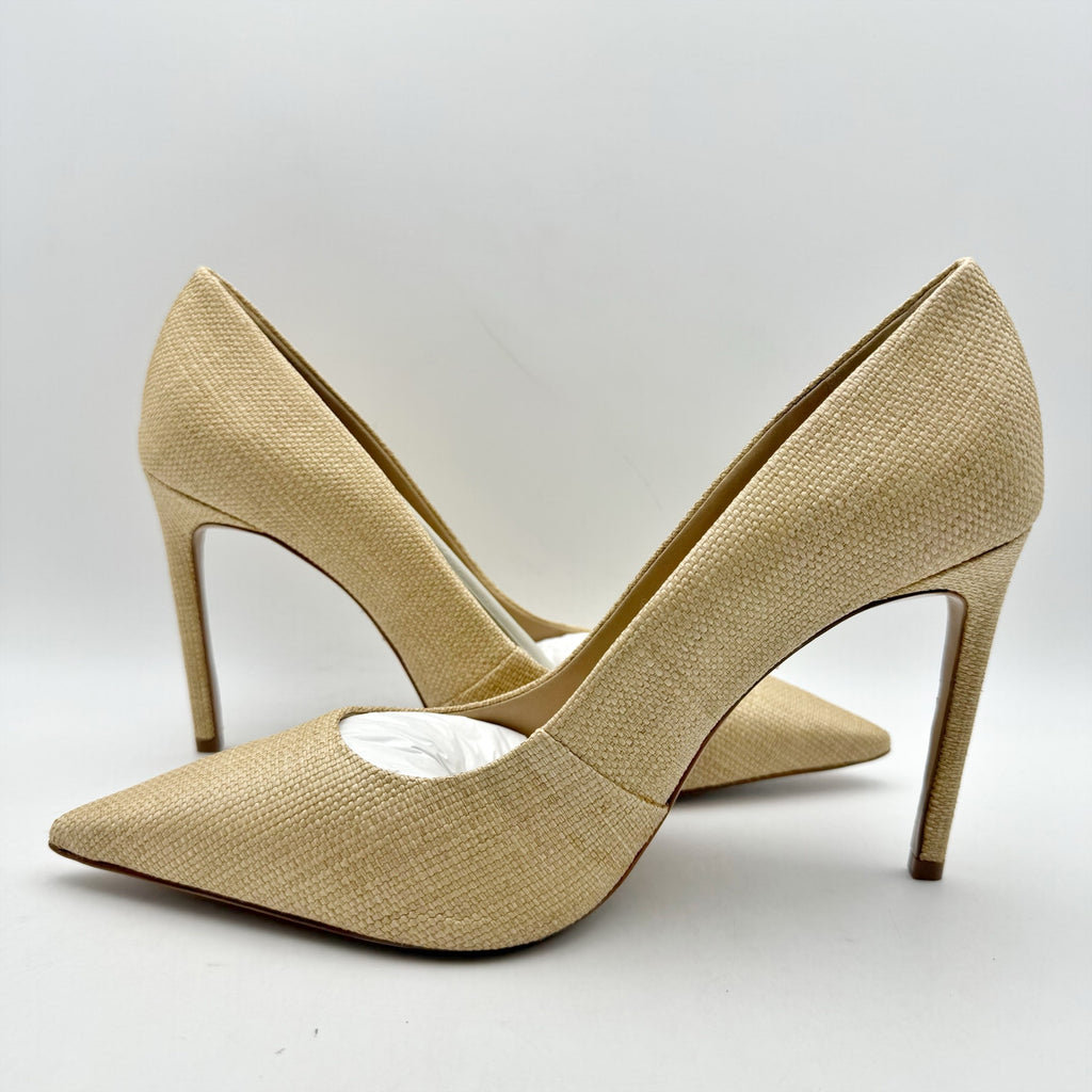 Schutz Womens Lou Slip On Pumps US 11 B Beige Tan Raffia NIB