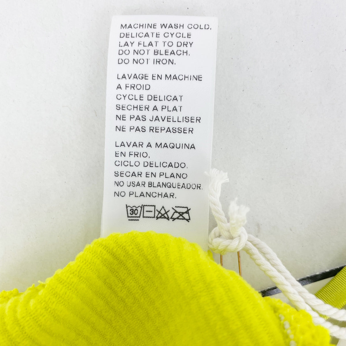 Good American Always Fits Tiny Ties Bikini Top 1/2 S-M Swim Electric Yellow NWT