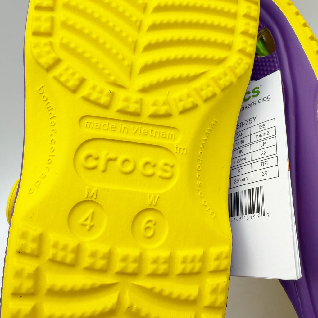 CROCS NBA Los Angeles Lakers Clogs WOMENS 6 BIG KIDS/ Mens 4 Purple Yellow NWT