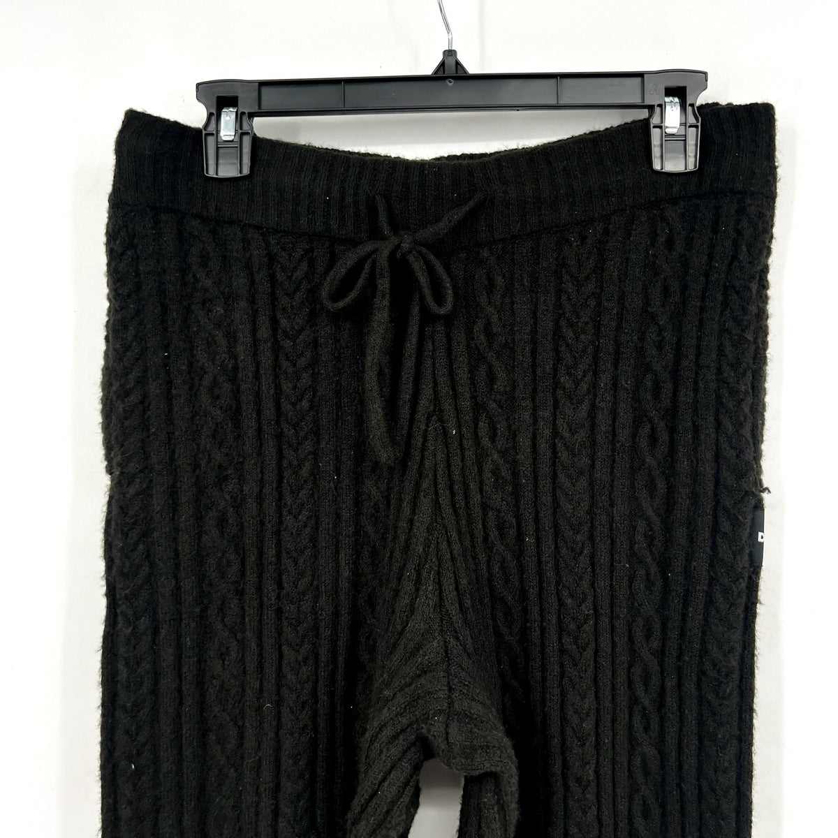 DKNY Womns Cozy Cable Sweater Knit Jogger Large Black Drawstring NWT