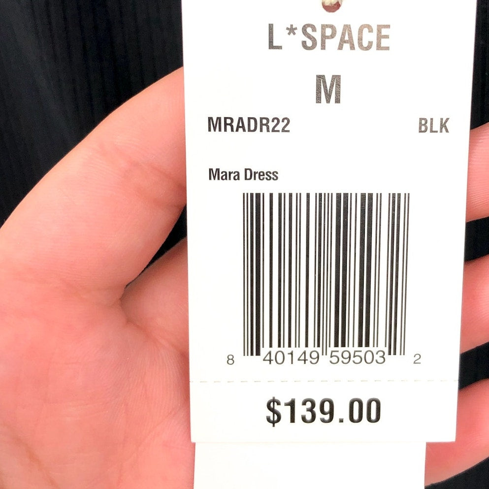 L*SPACE Women's Mara Cutout Maxi Dress Medium Black Square Neck NWT
