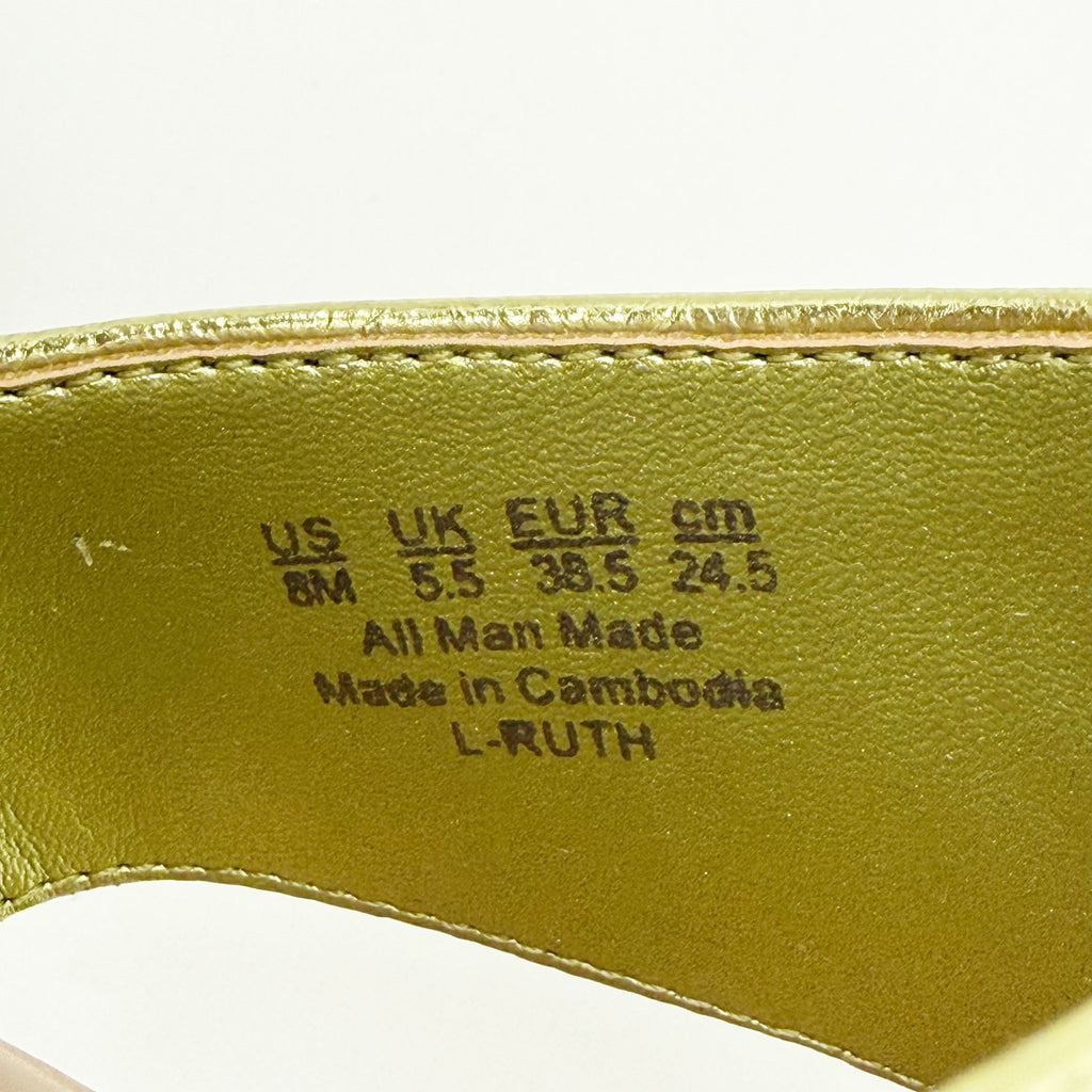 Franco Sarto Womens Ruth Ankle Strap Sandals Size 8 M Green Metallic NIB