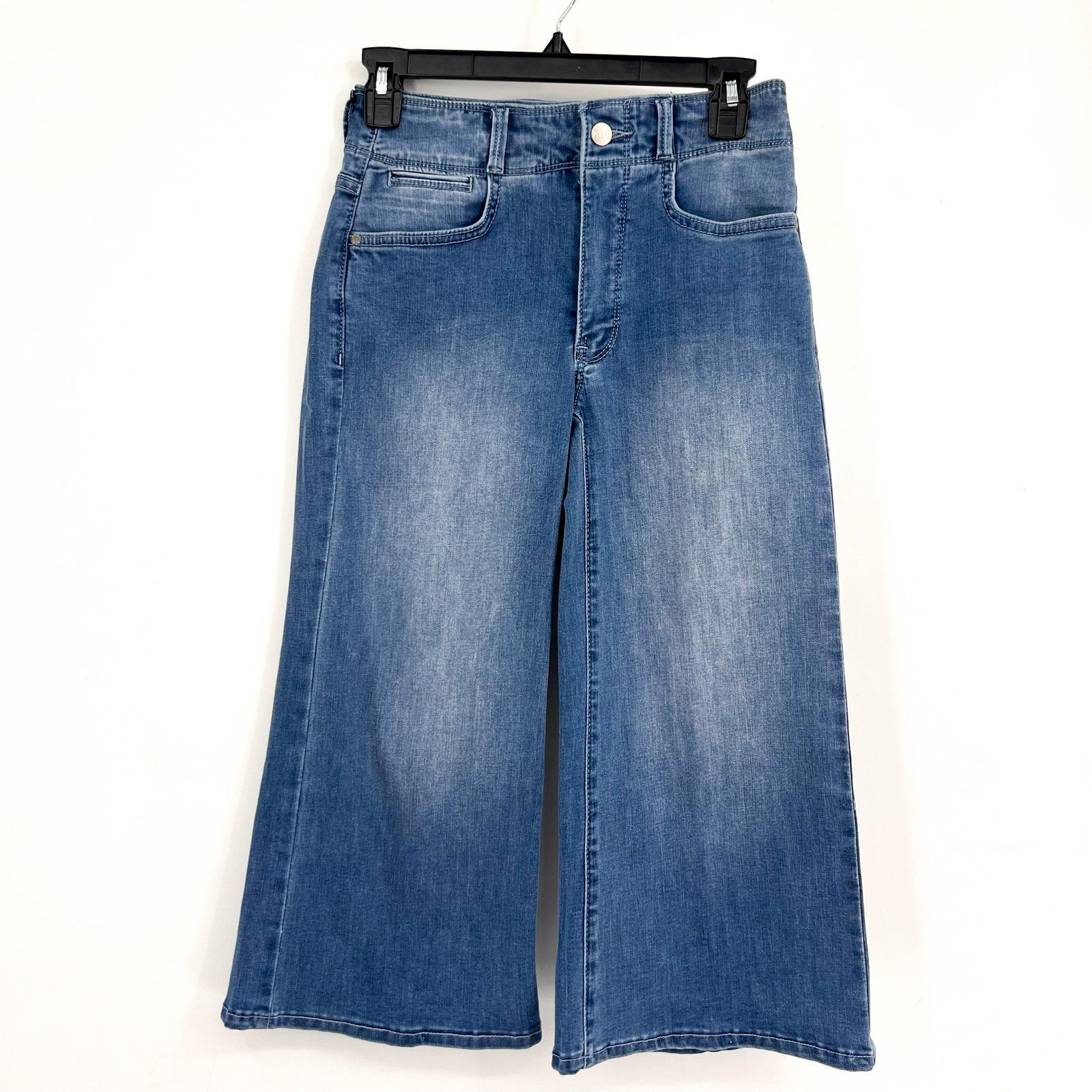NYDJ Womens Cool Embrace Major Wide Leg Capri Jeans 00 PETITE Compass Blue NWT