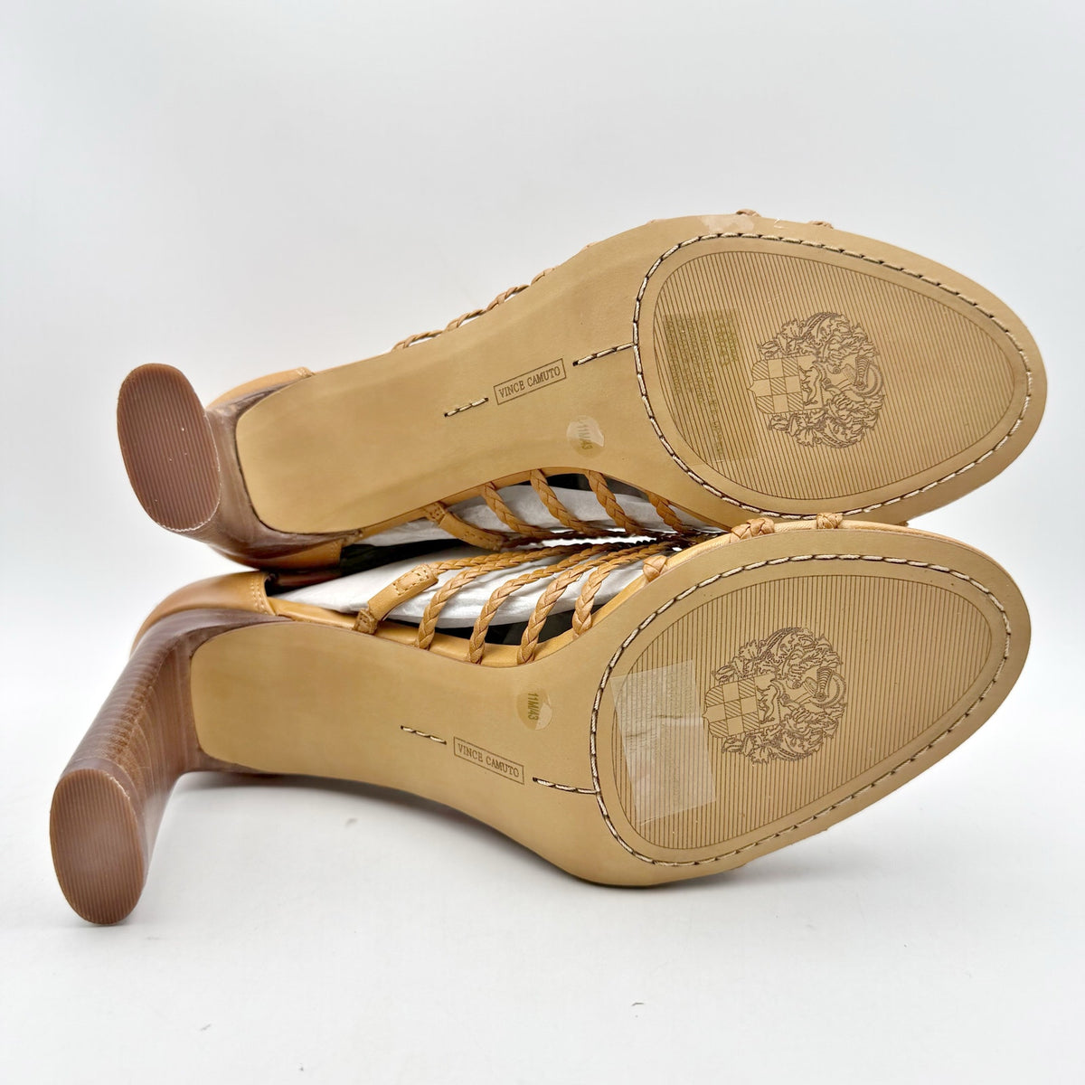 Vince Camuto Womens Ariah Heeled Sandals US 11 EU 43 Brown Leather NWOB