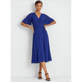 LAUREN RALPH LAUREN Women's Belted Georgette Dress Size 10 Blue Short Sleeve NWT