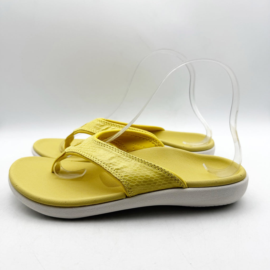 Spenco Womens Yumi Gecko Sandals US 7 WIDE Sundress Yellow Flip Flop NWOB