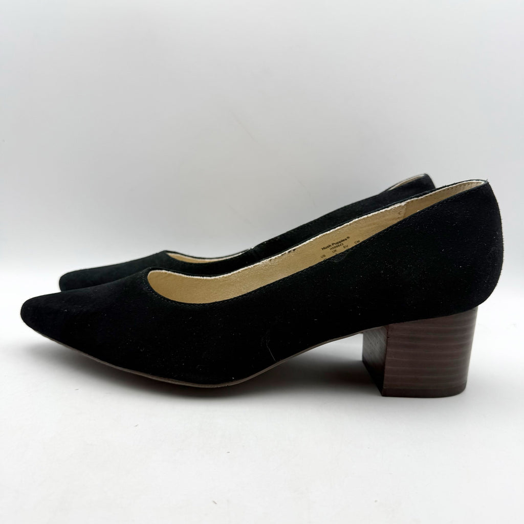 Hush Puppies Womens Sofie Pumps Size 11 EU 43 Black Nubuck Leather Slip On NWOB