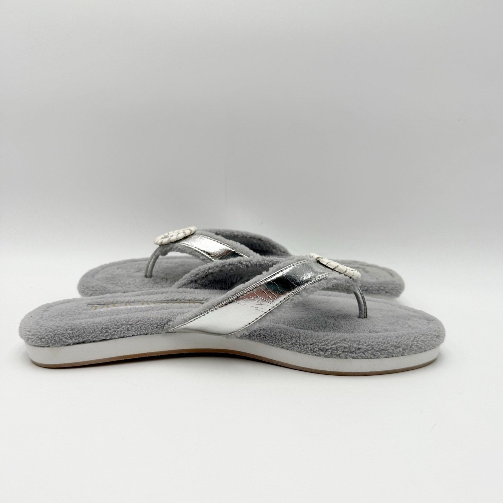 Jack Rogers Womens Rosie Flip Flop Sandals Size 8.5 M Silver Grey NWOB