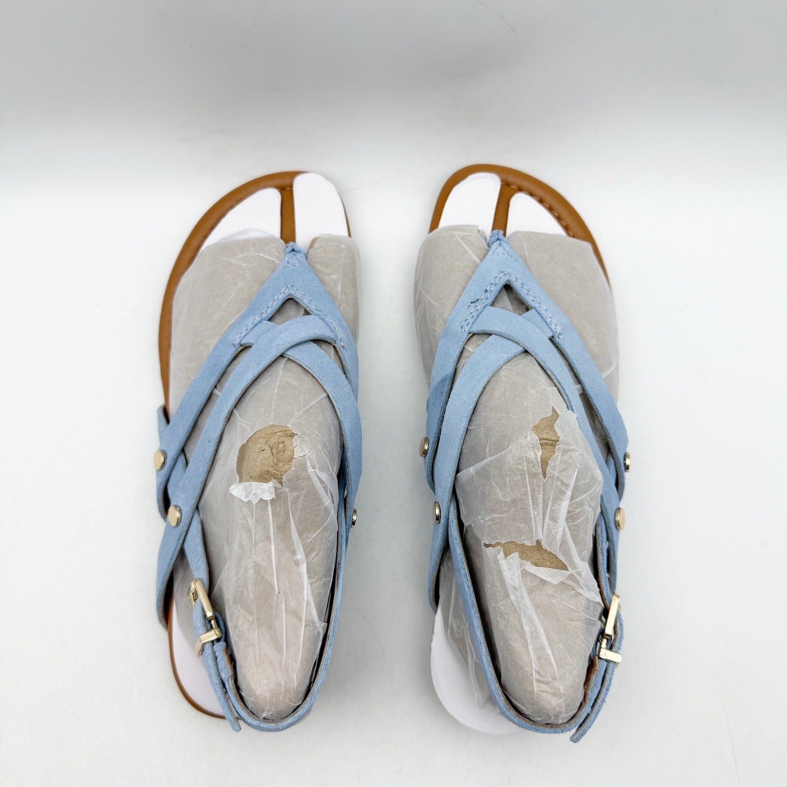 Franco Sarto Womens Gretchen Thong Sandals US 6.5 M Blue Suede Flats NWOB