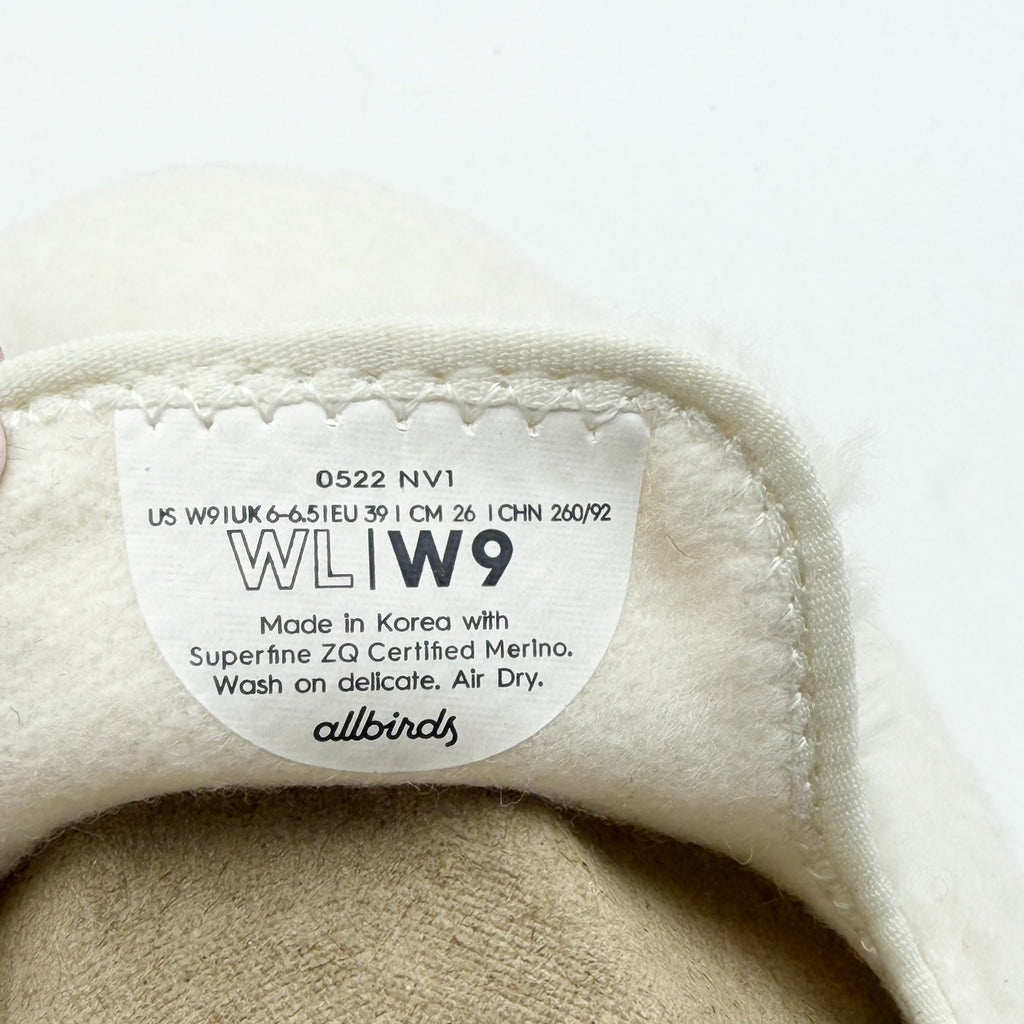 AllBirds Womens Wool Lounger Fluff Casual Sneakers US 9 White Slip On NWOB