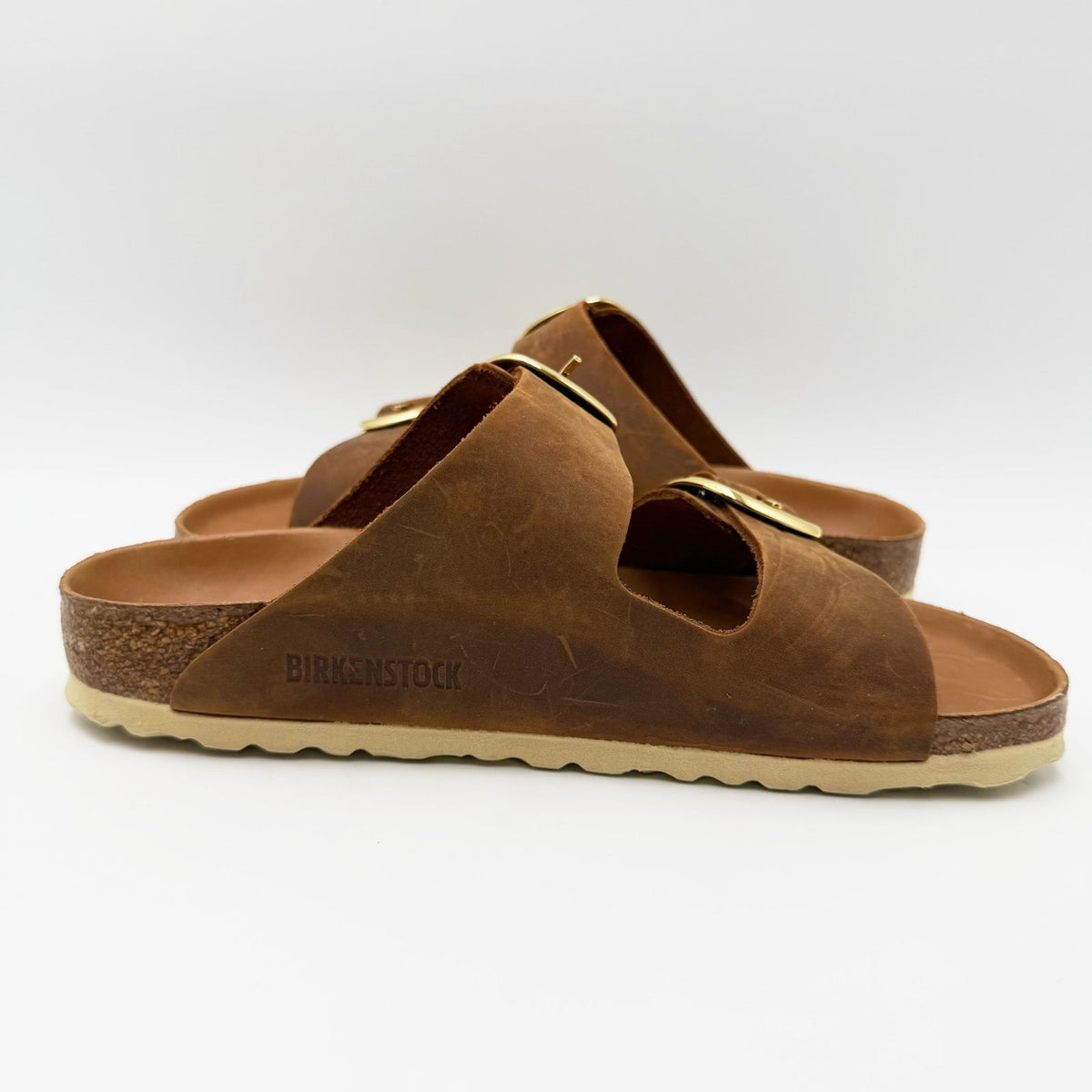 Birkenstock Womens Arizona Big Buckle Sandal EU 37 US 6 Narrow Brown Cognac NWOB