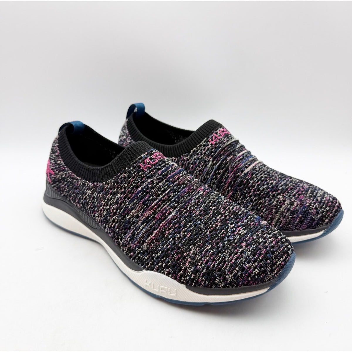 Kuru Womens Stride Casual Sneakers Size 9 Jet Black Confetti Knit Slip On NWOB