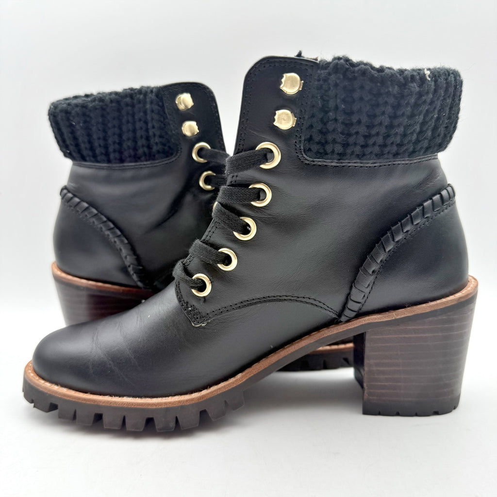 Jack Rogers Womens Harper Hiker Boots US 7.5 Black Leather Water Resistant NIB