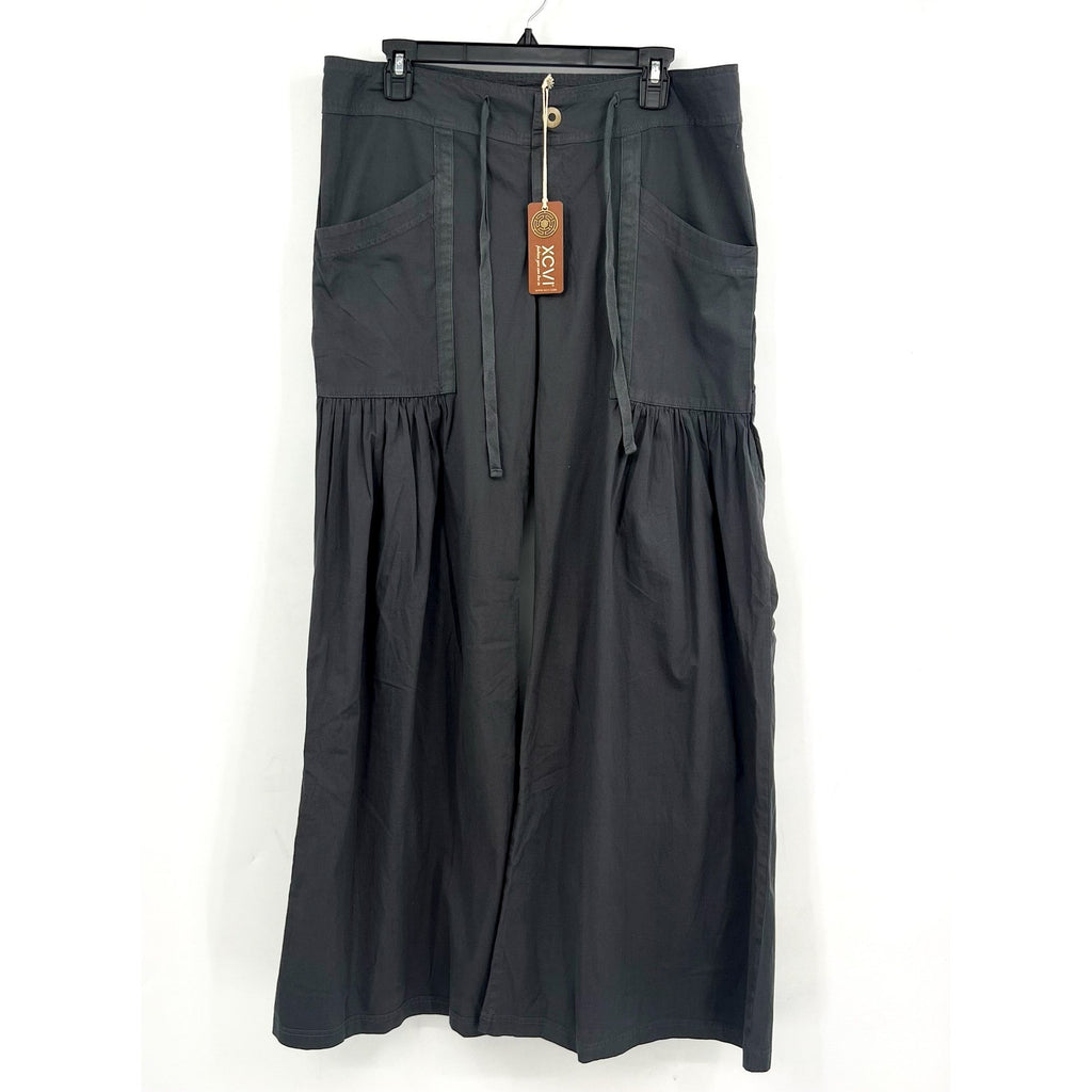 XCVI Women's Willowy Wide Leg Pants Medium Charcoal Gray Stretch Poplin NWT