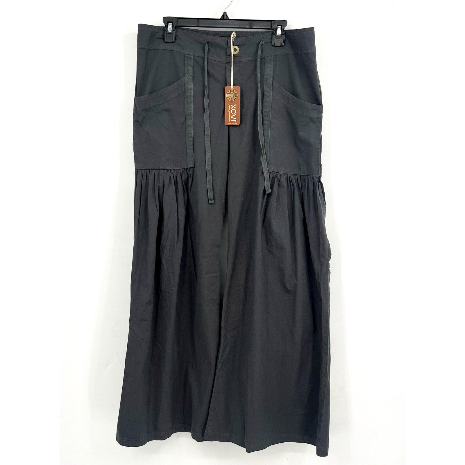 XCVI Women's Willowy Wide Leg Pants Medium Charcoal Gray Stretch Poplin NWT