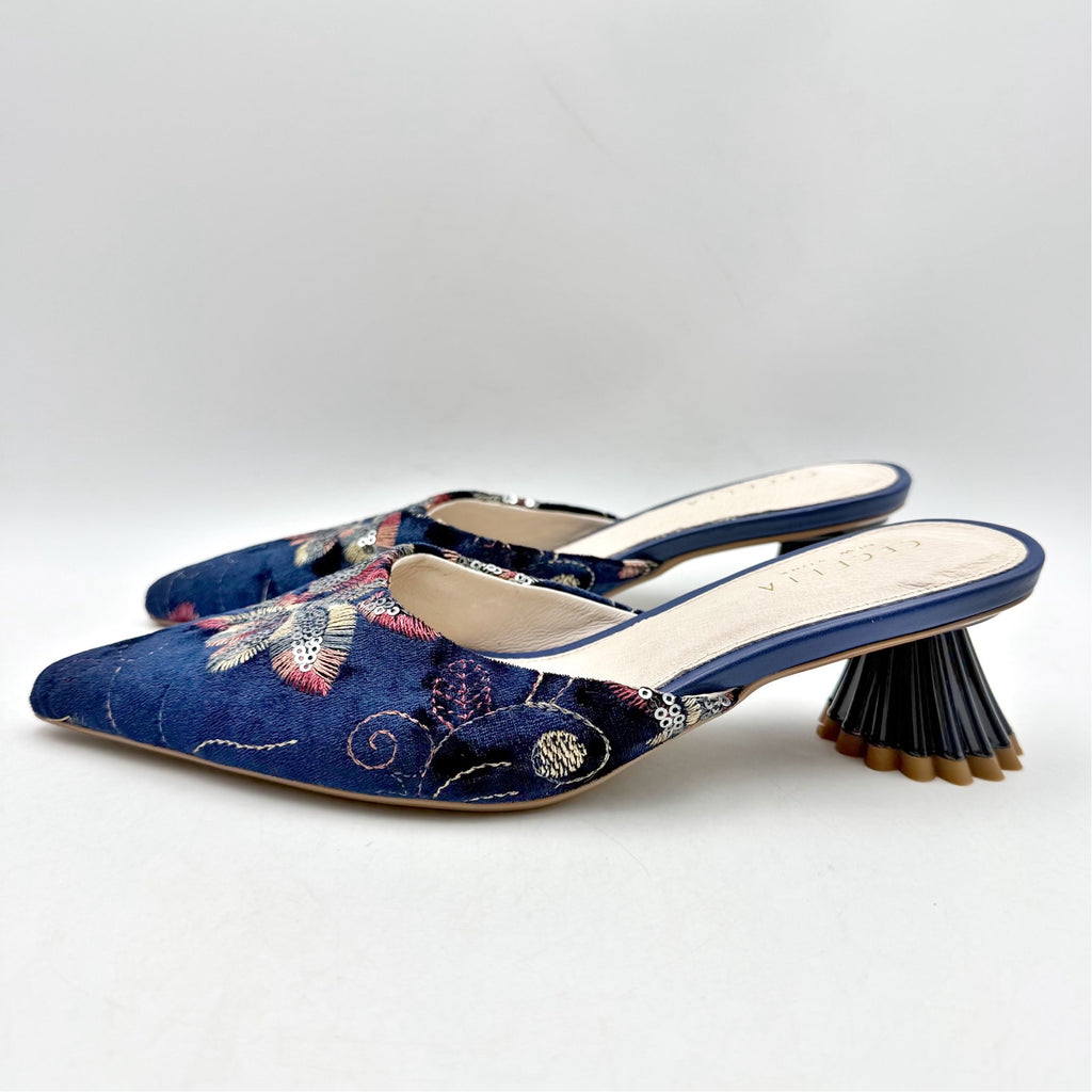 Cecelia New York Womens Melony Heeled Sandals US 6 Blue Sequins NWOB