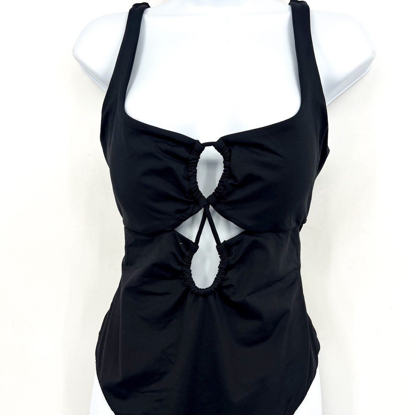 L*SPACE Women's Bondi One Piece Swimsuit Medium Black Cut Out Open Back NWT