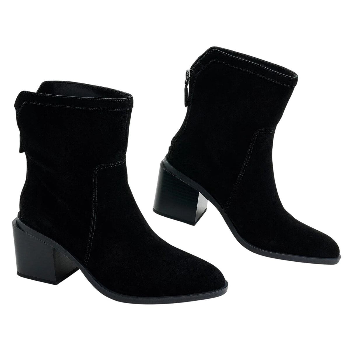 Vince Camuto Womens Kortimy Ankle Boot US 7 Black Suede Heel Water Repellant NIB