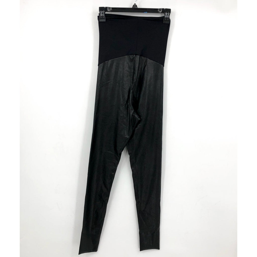 COMMANDO Women's Faux Leather Maternity Legging Large Black Belly Band NWOT