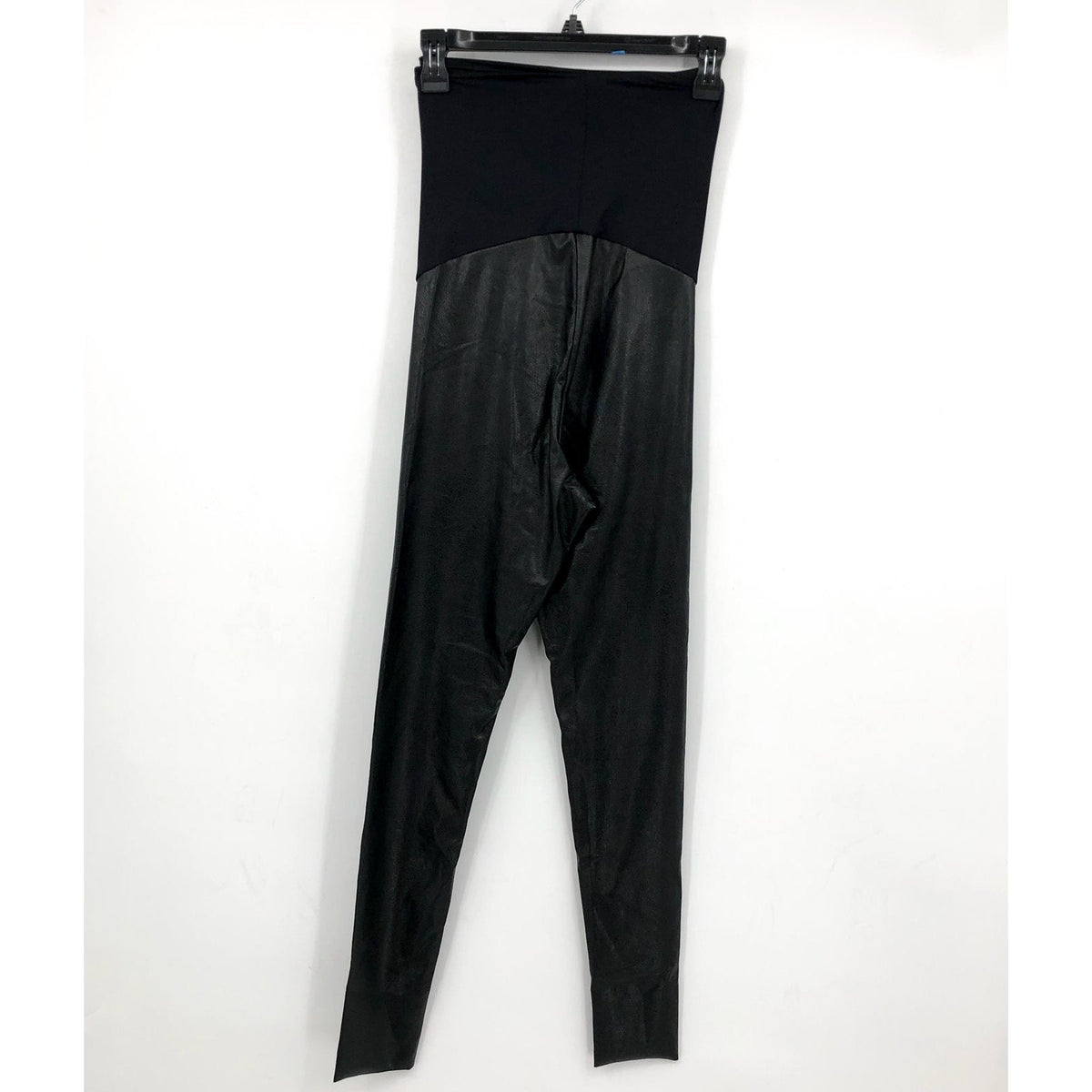 COMMANDO Women's Faux Leather Maternity Legging Large Black Belly Band NWOT