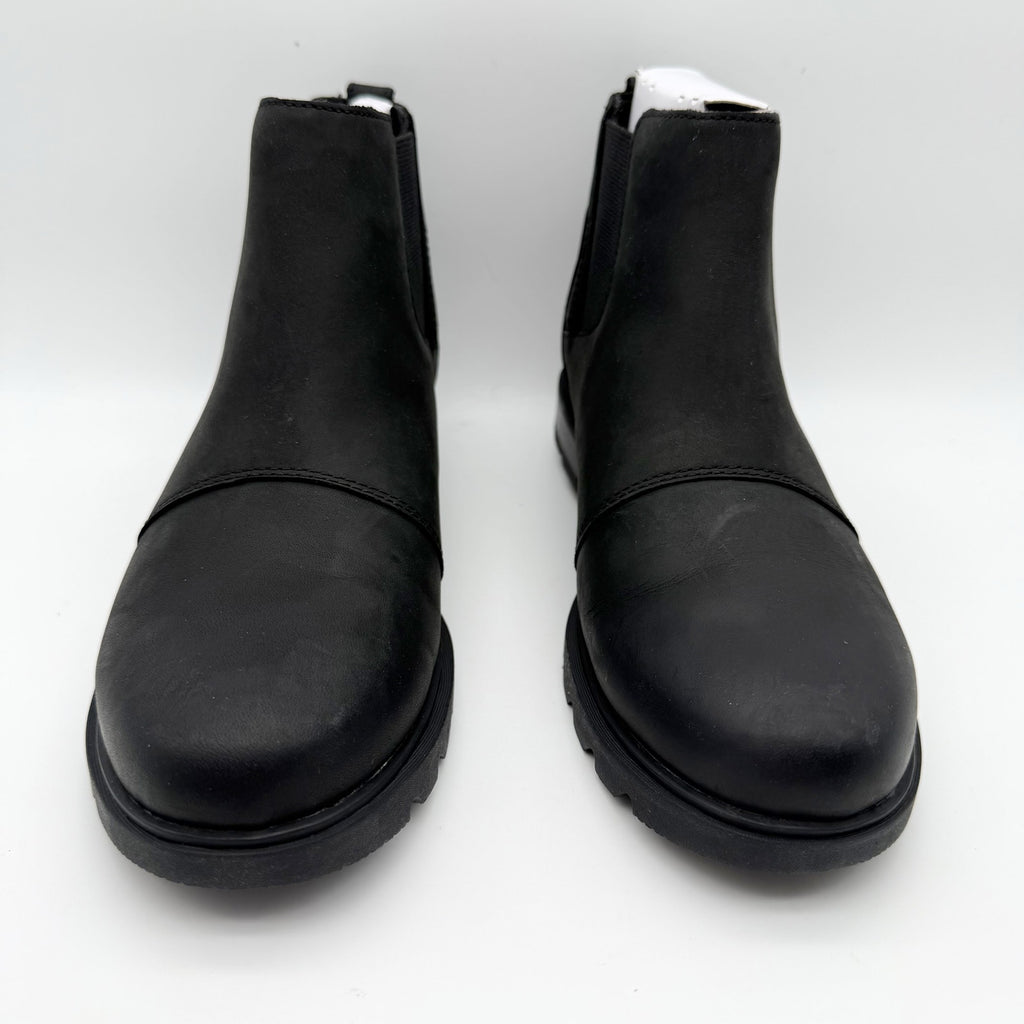 Sorel Womens Emelie lll Zip Bootie US 8.5 EU 39.5 Black Leather Waterproof NIB