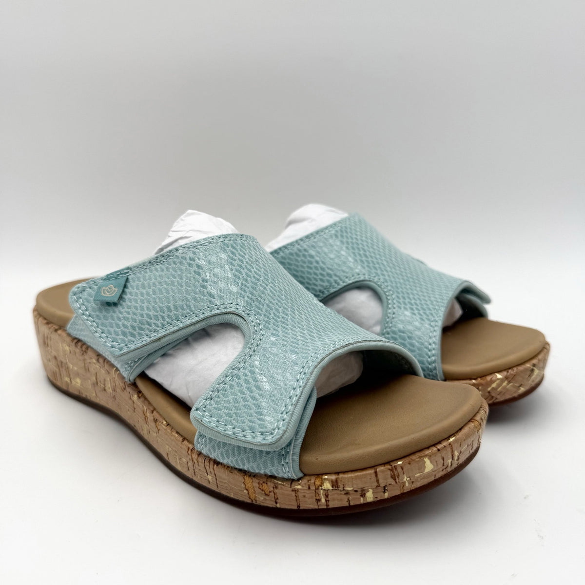 Spenco Womens Camille Wedge Sandals Size 7 B Blue NIB