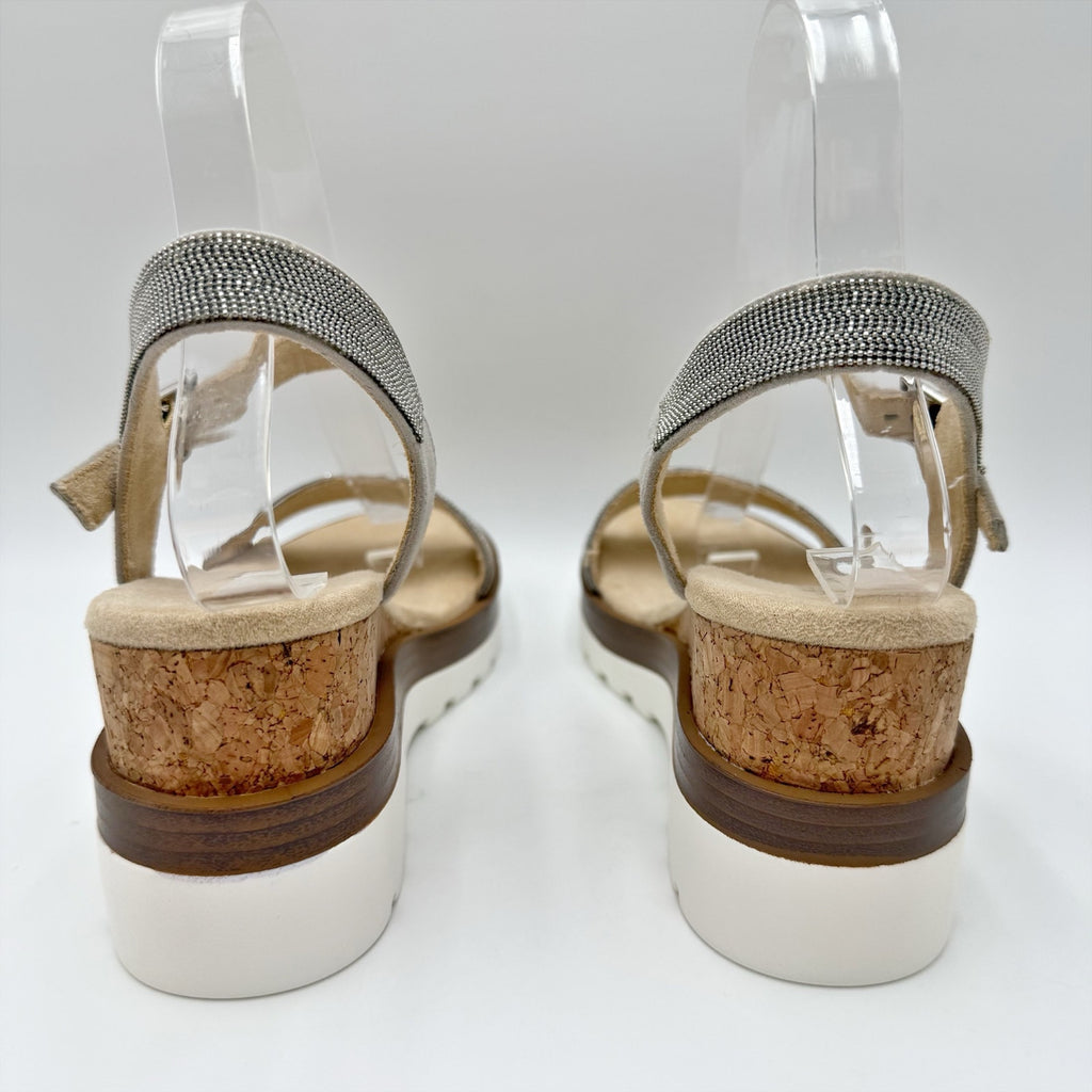 VANELi Womens Cedra Wedge Sandals Size 7.5 M Grey Metallic Suede NIB