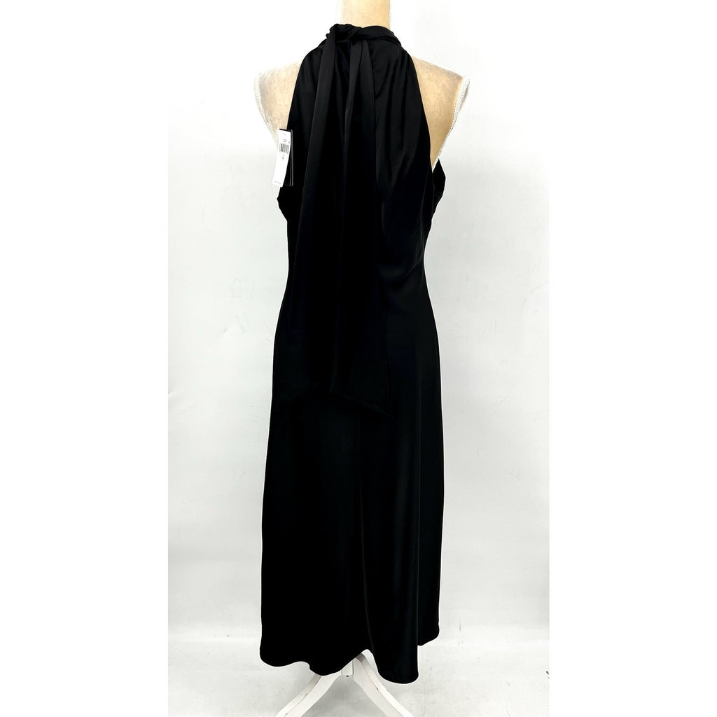 LAUREN RALPH LAUREN Satin Charmeuse Cocktail Dress Size 12 Black Halter NWT