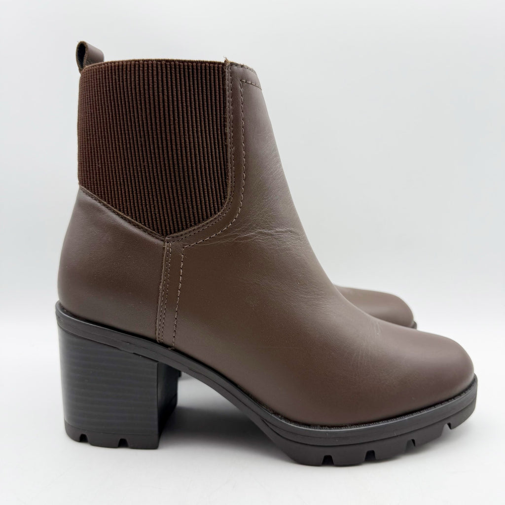 Naturalizer Womens Verney Ankle Bootie Size 9.5 M Brown Leather Waterproof NIB