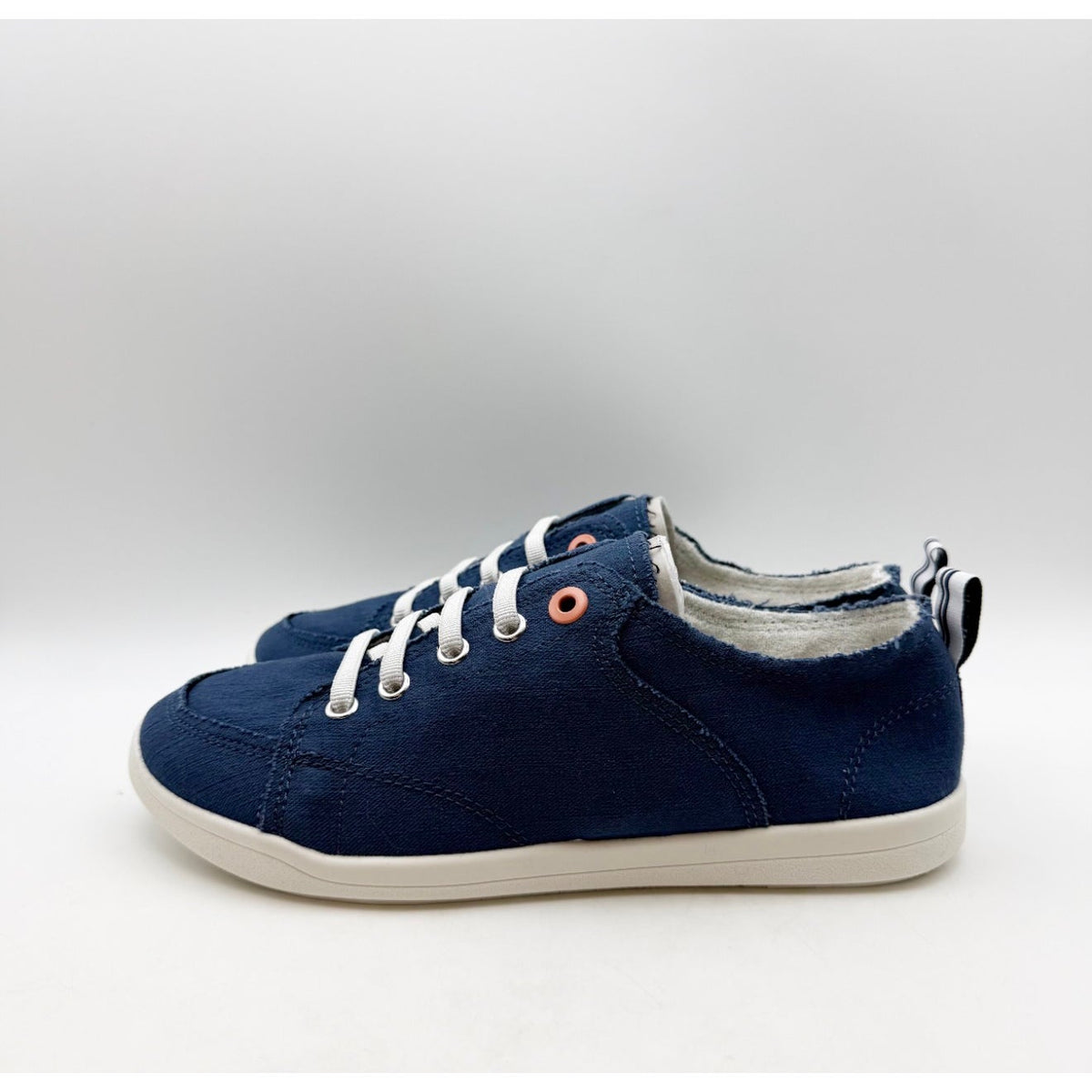 Vionic Womens Beach Pismo Sneakers Size 7.5 WIDE Navy Blue Cotton Canvas NIB