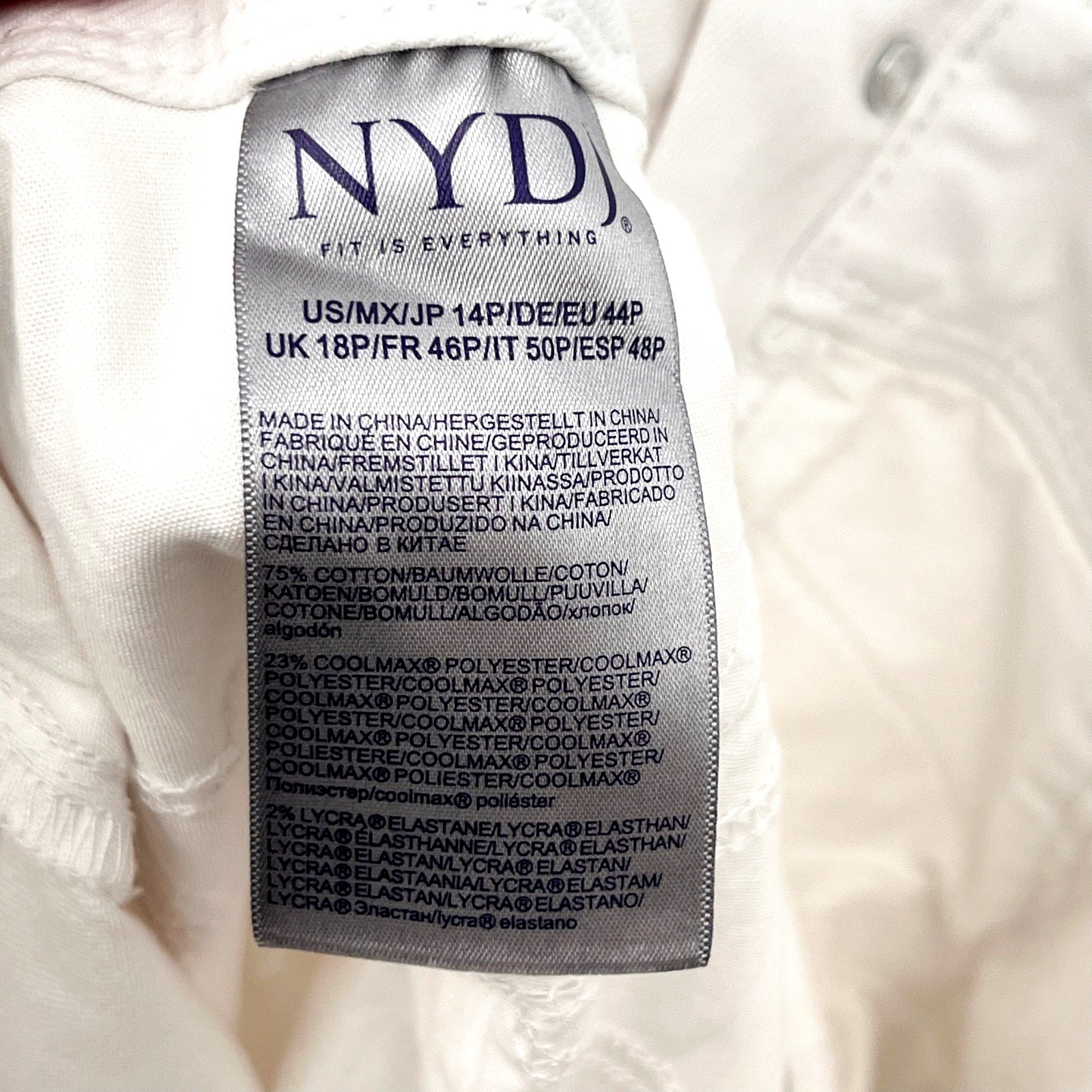 NYDJ Womens Cool Embrace Wide Leg Crop Jeans 14 PETITE Optic White NWT