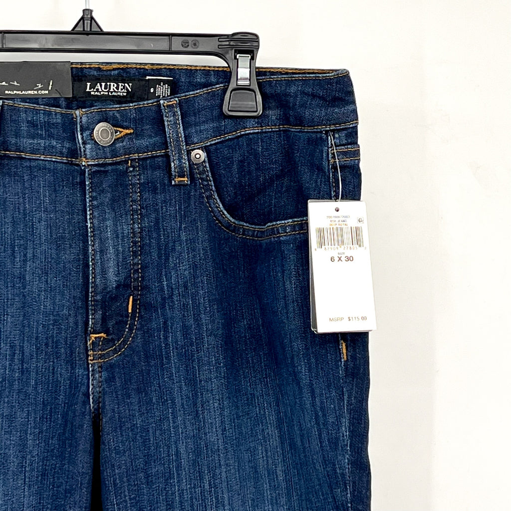 LAUREN RALPH LAUREN Womens Mid Rise Straight Leg Jeans Size 30 US 10 Blue NWT