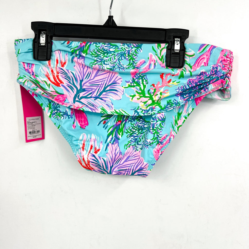 LILLY PULITZER Lagoon Sarong Hipster Bikini Bottom SZ 2 Blue Cay To My Heart NWT